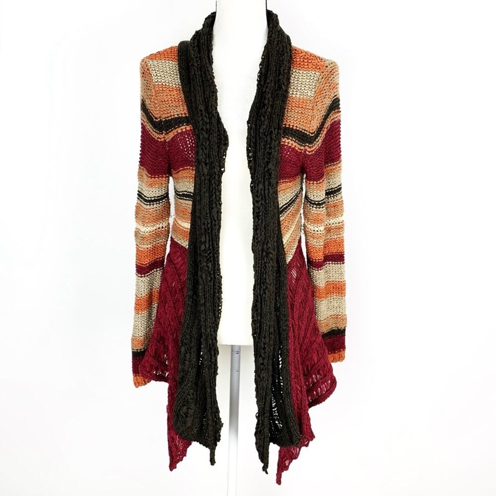 Ethyl M Long Sweater Cardigan Rust Orange burgundy
